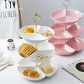 简约北欧陶瓷串盘点心盘蛋糕架创意下午茶餐具三层分格生日水果盘