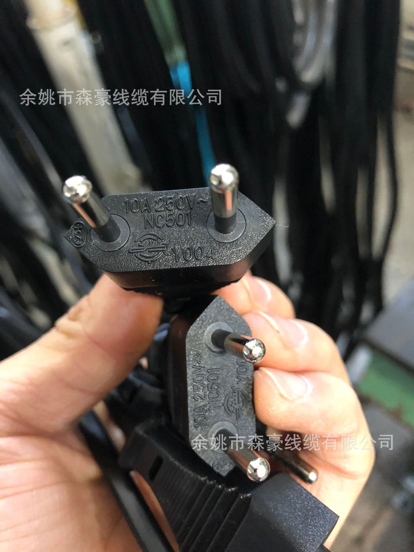 欧规瑞士认证 瑞士S两芯电源线插头厂家直销欧式两芯插头