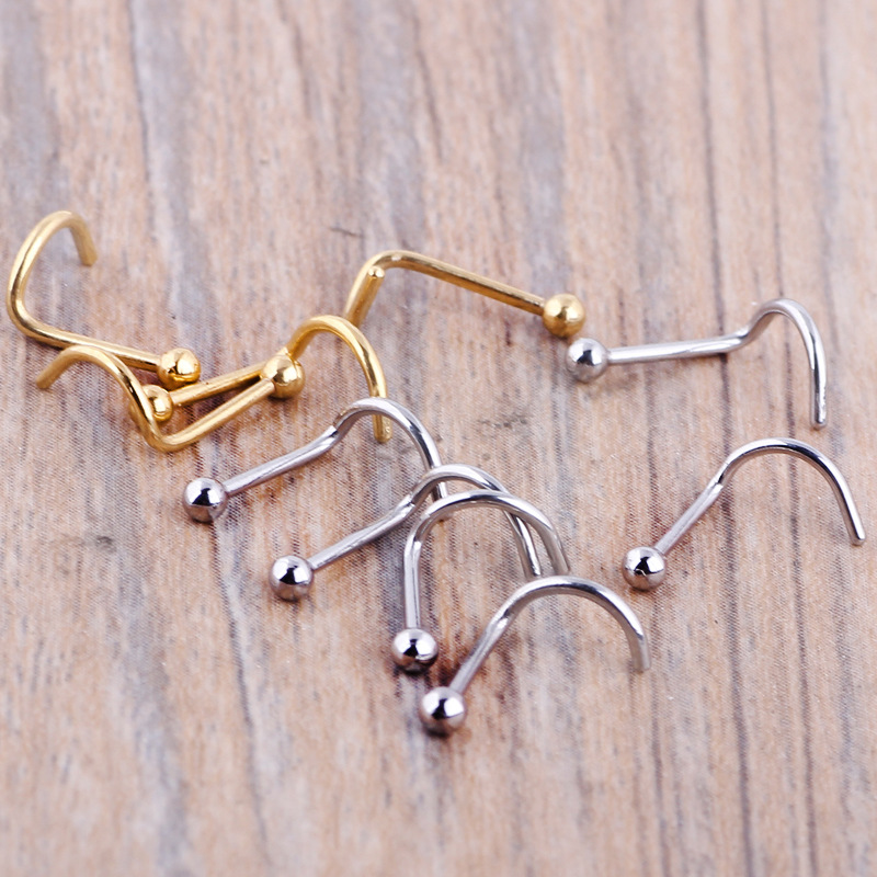 10 Pack Mixed Color Curved Nose Nail Nose Ring Piercing Jewelry - Stainless Steel Nose Ornaments detail image 9