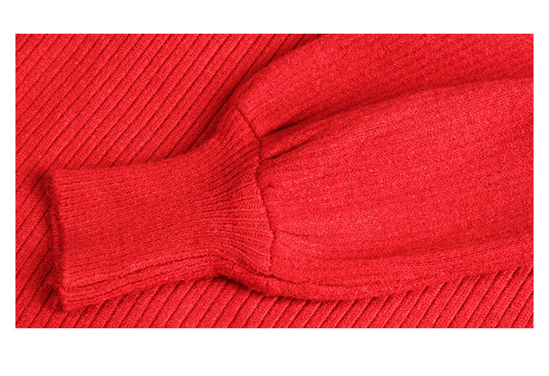 Half High Collar Lantern Sleeve Base Sweater Women Wholesale
