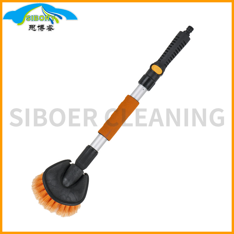 宁波车载便携式刷车器 圆头轮胎轮毂刷多功能可接水管轮胎刷子