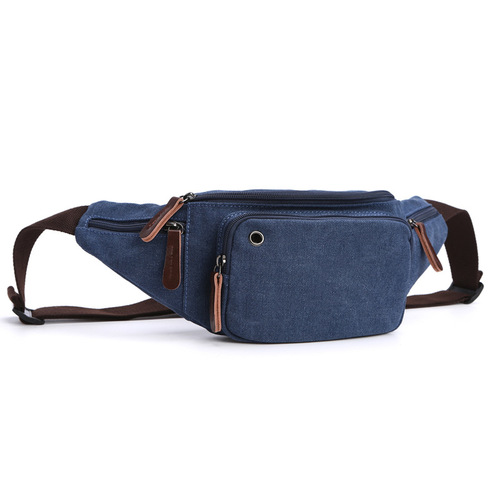 Factory direct sales, fashionable casual bags for men and women, solid color horizontal square canvas waist bag