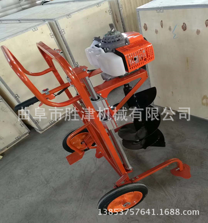 手推式弹簧汽油挖坑机北京大棚作物支架弹簧挖坑