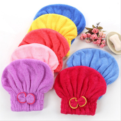 new pattern Coral Dry hair cap bow water uptake Quick drying Coral Shower cap Superfine fibre Dry hair cap customized