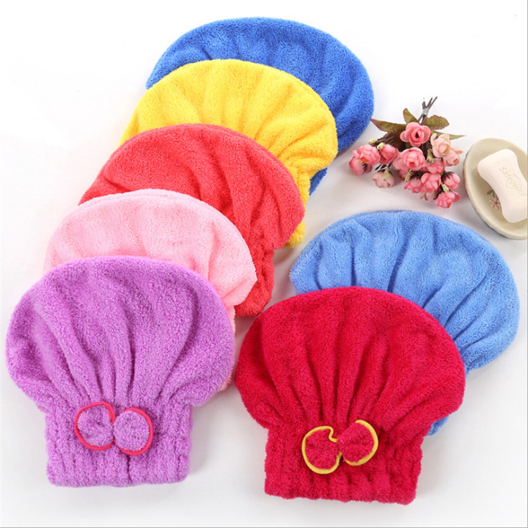 new pattern Coral Dry hair cap bow water uptake Quick drying Coral Shower cap Superfine fibre Dry hair cap customized