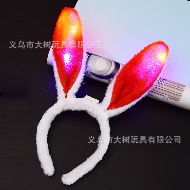 Conejo luminoso de peluche Orejas de conejo diadema tocado flash diadema fiesta de concierto partido tocado luminoso al por mayor