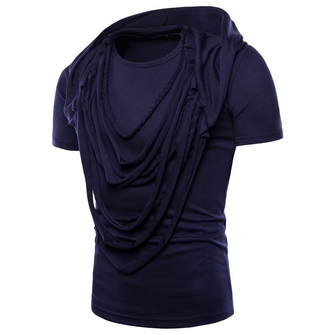 Amazon's new European men's summer Casual Short Sleeve T-Shirt complex rope hip hop hip hop T-shirt yt007