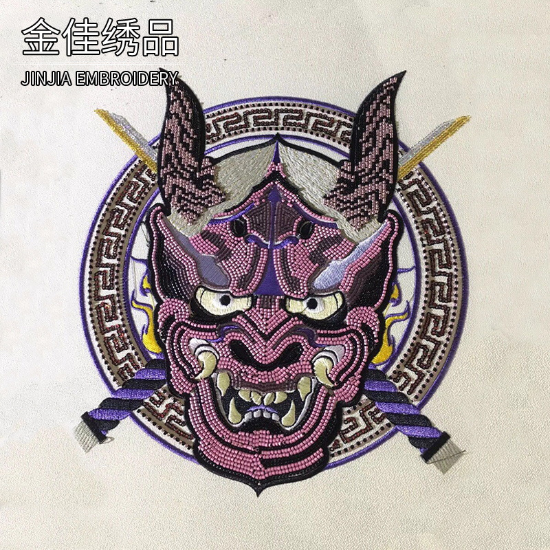 加工定制钉珠龙头图案 服装辅料加工个性布贴创意机器钉珠