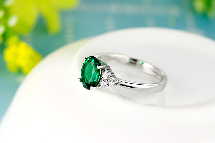 Fashion Oval Copper Rings Inlay Artificial Gemstones Copper Rings