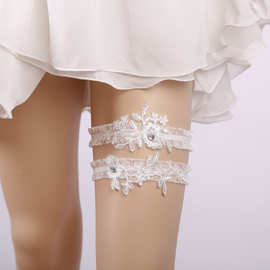 速卖通热卖 欧美白色蕾丝袜带 新娘袜带腿饰 婚礼用品 厂家新品