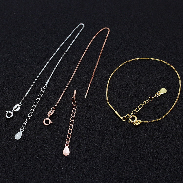 S925纯银螺丝扣手链DIY串珠配链穿心可穿珠子手圈拧扣盒子链手链|ms