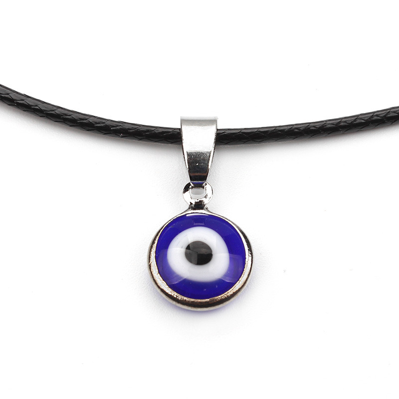 Unique Evil Eye Pendant Necklace With Black Wax Cord For Men_voghion.com