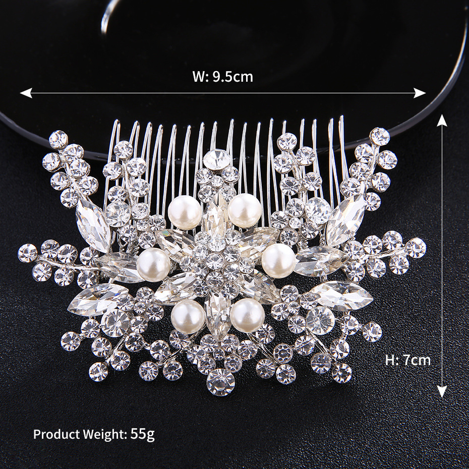 Hot Selling Fashion Bridal Hair Comb Pearl Rhinestone Hair Comb Insert Comb display picture 6