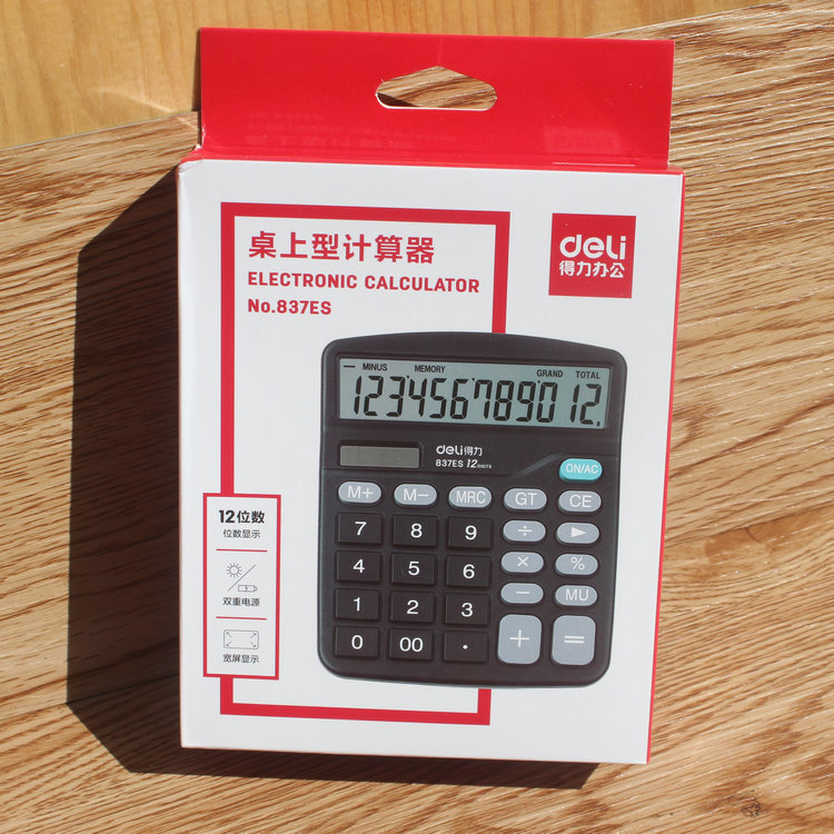 Deli Stationery 837ES Calculator 12 student financial accounting computer Battery Dual Power Calculator
