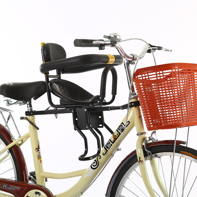 新款山地车前置儿童座椅宝宝全围座椅自行车宝宝座椅前置快拆车座|ru