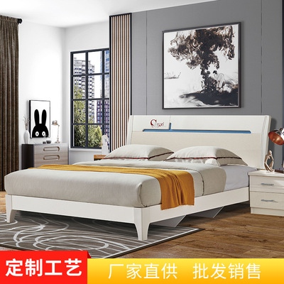 北欧板式床1.8米高箱储物床经济型1.5米现代简约双人床定制批发|ms