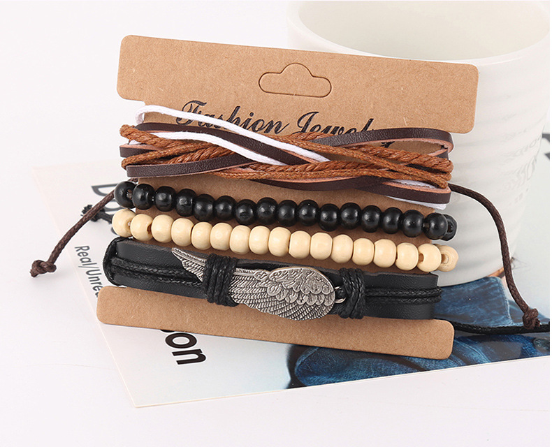 Retro Geometric Pu Leather Alloy Rope Men's Bracelets display picture 2