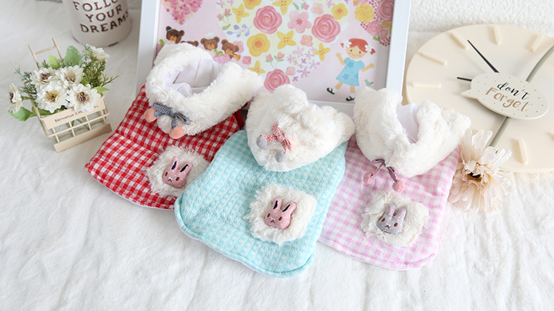 小兔口袋格子马甲