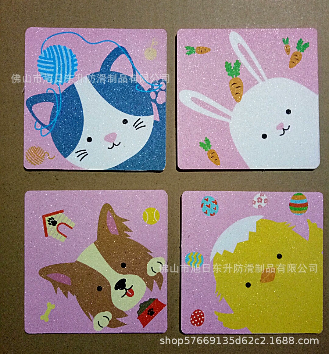 [PET浴室图案防滑贴12cm*12cm磨砂橡胶图案防滑贴条浴缸卡通防滑贴]