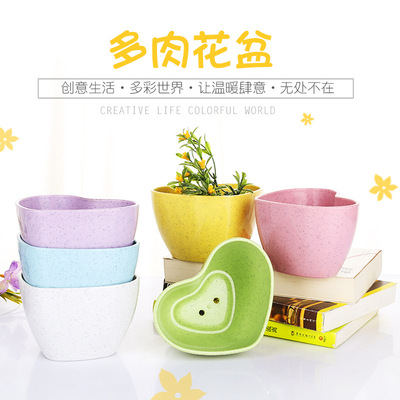 direct deal heart-shaped Like a breath of fresh air Succulent Flower pot Colorful Botany Small pots originality Simple, fresh Flower pot