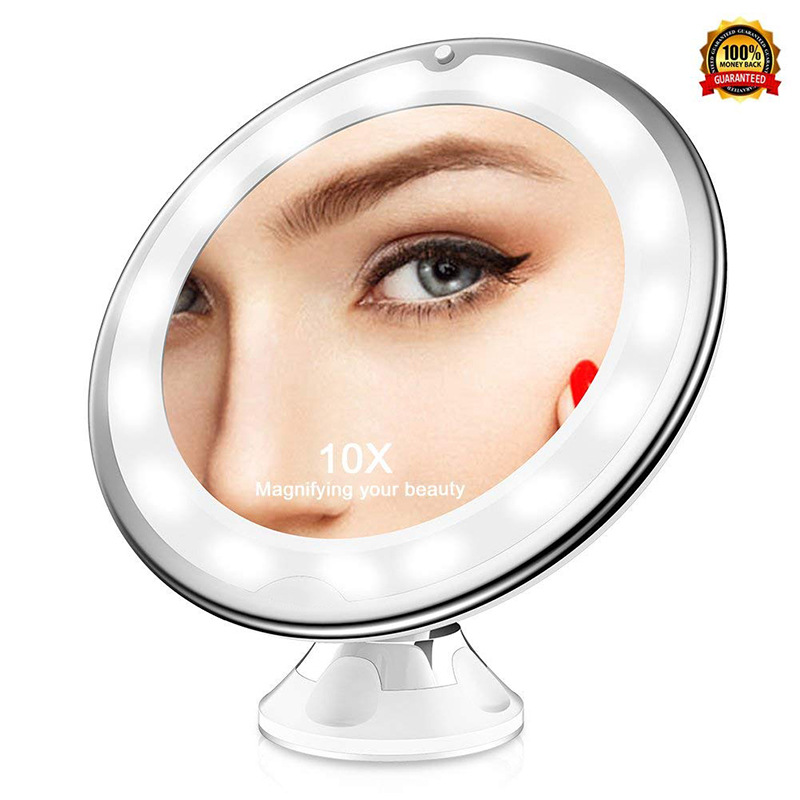 LED化妆镜带吸盘 LED化妆镜 圆形带强力吸盘 360度旋转
