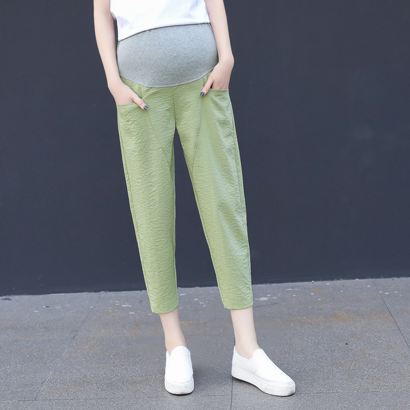 Pregnant Women's Pants Summer Thin Outerwear Linen Ankle-length Pants Casual Loose Pregnant Women's Leggings Summer 2023 New Arrival