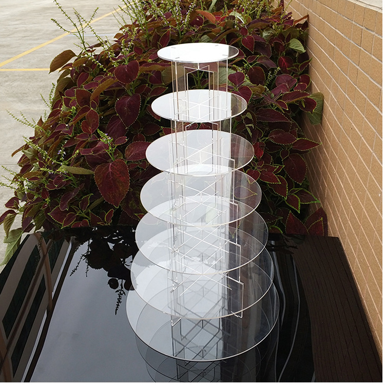 厂家定做圆形亚克力多层蛋糕展示架 6层7层拆装蛋糕陈列架