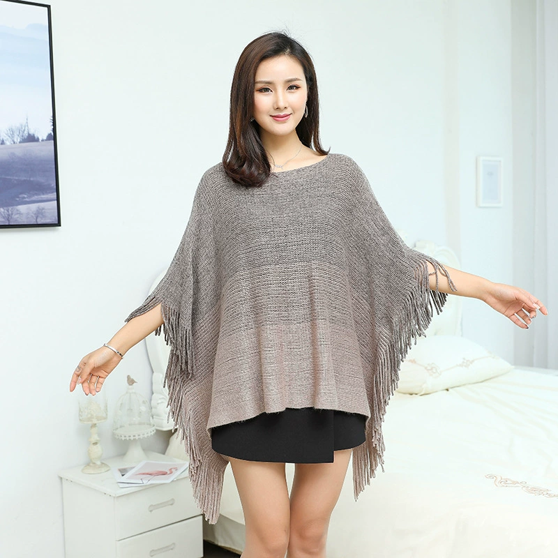 Градиентный плащ-пальто, oversize акриловый пончо, one size 50×110 см, вес 0,34 кг