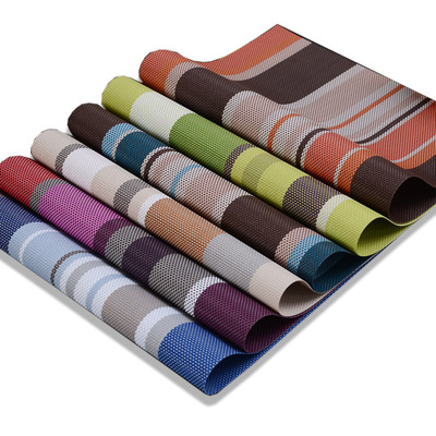 PVC特斯林环保西餐宾馆餐垫隔热垫杯垫碗垫餐桌垫纯色条纹|ru