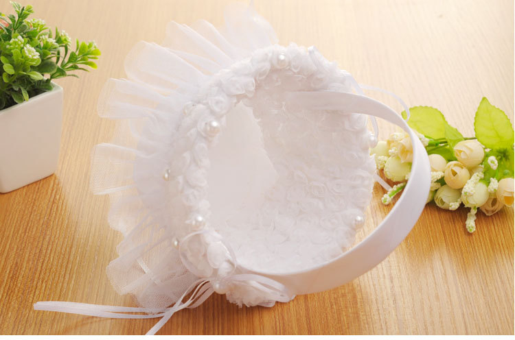 Wedding products, wedding products, wedding products, wedding products, Western-style creative wedding products, bride's hand-held flower basket, lace lace, flower girl's flower basket, small wedding supplies wholesale detail image 8