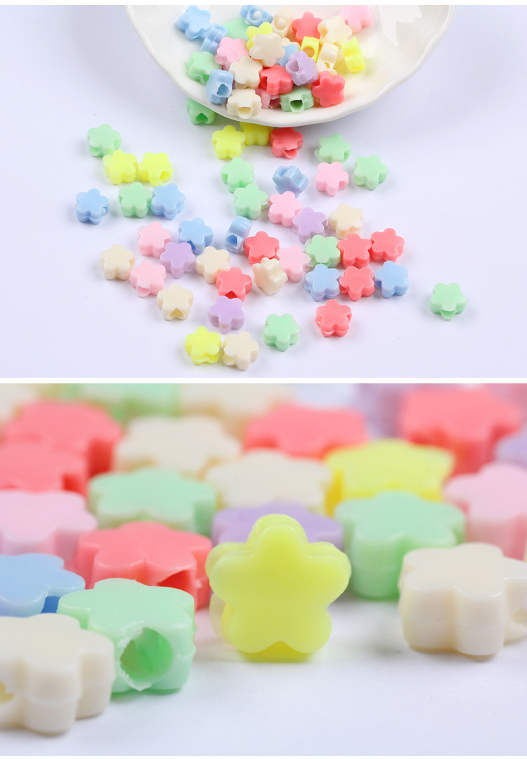 Direct sales and wholesale of four types of straight-hole and large-hole acrylic diy handcrafted beaded materials for children's educational toys detail image 9