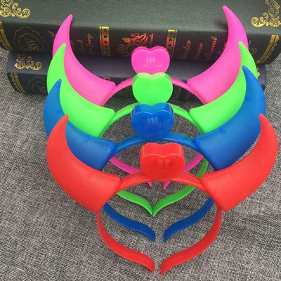 Luminous horns Horn light LED luminescence Head hoop ox horn Headdress children luminescence Toys Stall goods