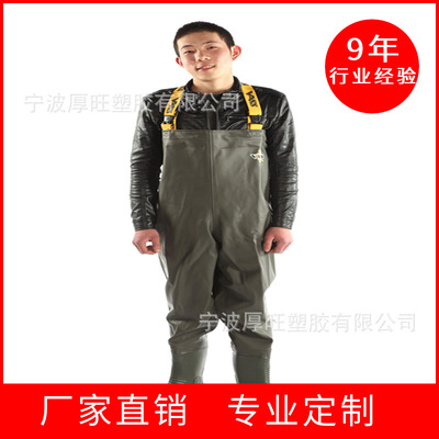 厂家直销外贸新款尼龙pvc枫叶迷彩半身连体下水裤涉水裤叉裤|ru