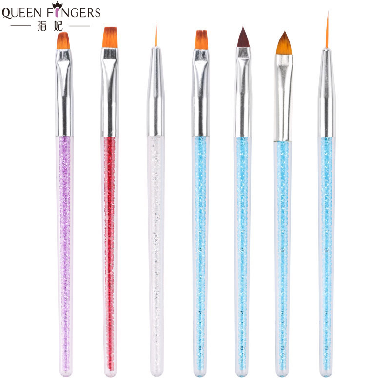 Fingerprints nail art acrílico tubo de perforación nail art cristal tallado pluma de cabeza redonda de luz de terapia de diamante flor de dibujo de pluma