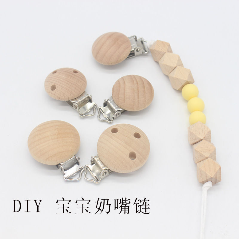 29mm35mm clip de chupete de haya clip de chupete de madera suministros infantiles Seguridad Protección del Medio Ambiente chupete cadena clip