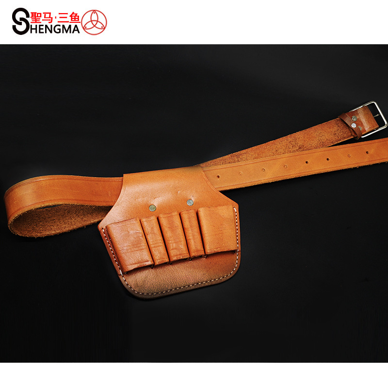 【圣马五金】纯牛皮五联电工工具包 牛皮包 劳保包 腰包 电工包