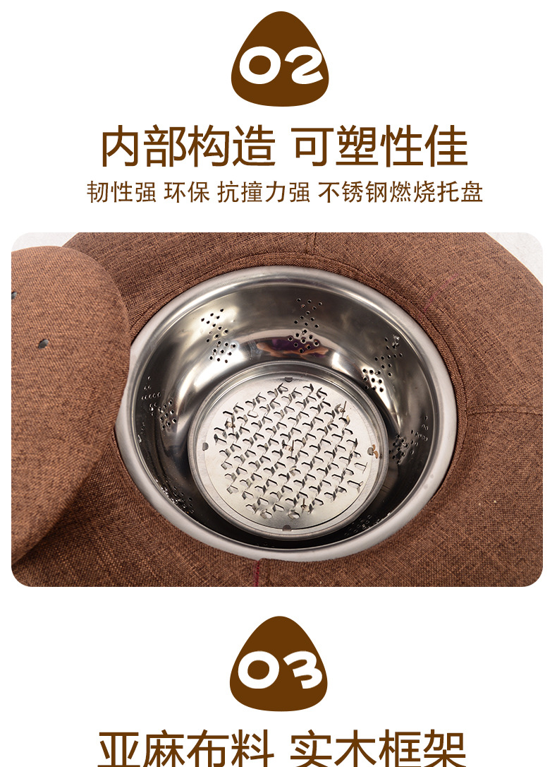 Moxibustion Stool Seat Cushion Ai Jiu Box for Home Warm Sitting Therapy Brown Linen specifications