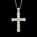 Diamond-Studded Cross (White K) - 3mm*60cm Stainless Steel Cuban Chain