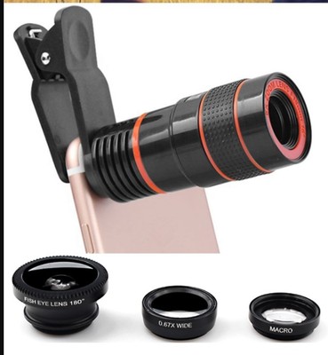 8X长焦手机镜头八倍望远镜四合一广角微距鱼眼组合套装亚马逊爆款|ru
