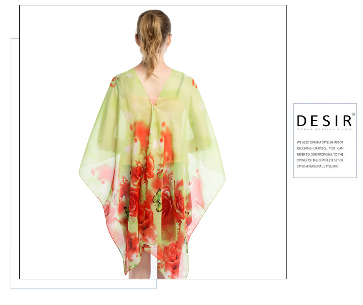 蝴蝶印花雪纺披肩 珍珠扣沙滩巾批发 跨境热销丝巾