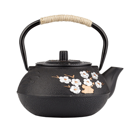 Japanese exquisite plum and bamboo handmade cast iron kettle for boiling water and making tea household teapot tea set with filter manufacturer iron kettle wholesale