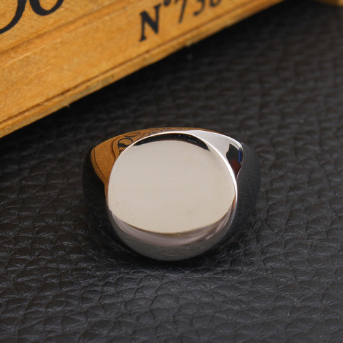 Stylish, Simple Gold-Plated Round-Head Men's Signet Ring | Bold European & American-Style Titanium Steel Men's Ring | Versatile Men's Accessory
