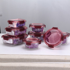 Heat-resistant glass crisper set, glass lunch box with lid, microwaveable lunch box gift