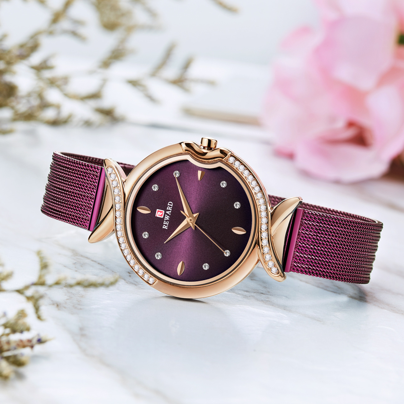 Relógio de quartzo feminino à prova d'água aço inoxidável_voghion.com