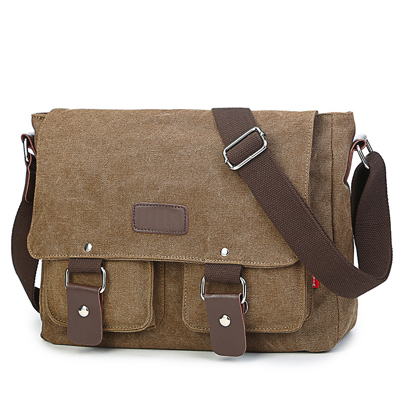 New solid color canvas shoulder bag fash...