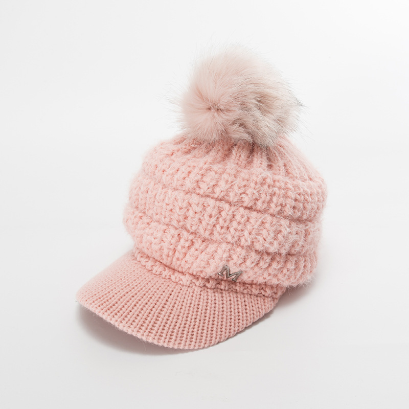 Knitted Visor Beanie Hat For Women Warm Thickened Winter Hat_voghion.com