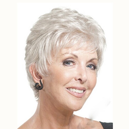 Manufacturer's wig dropshipping for Europe and the United States AliExpress ebay fashion temperament wig white short straight hair mother wig
