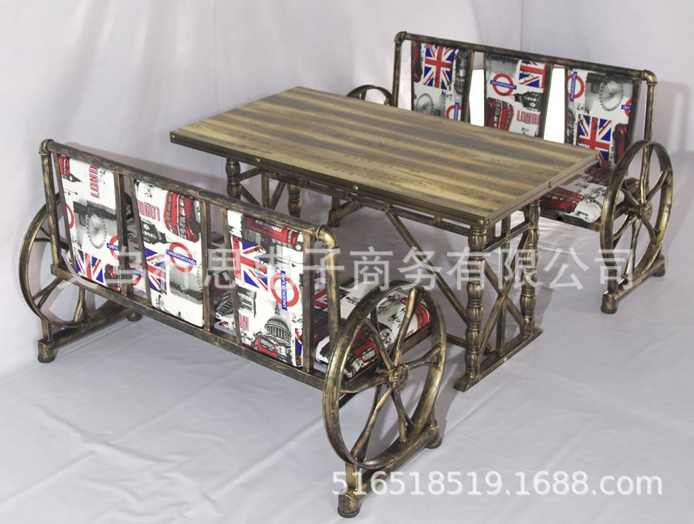 复古工业风主题火锅烤鱼店铁艺卡座沙发串串香餐厅烤肉桌椅菜架子|ms
