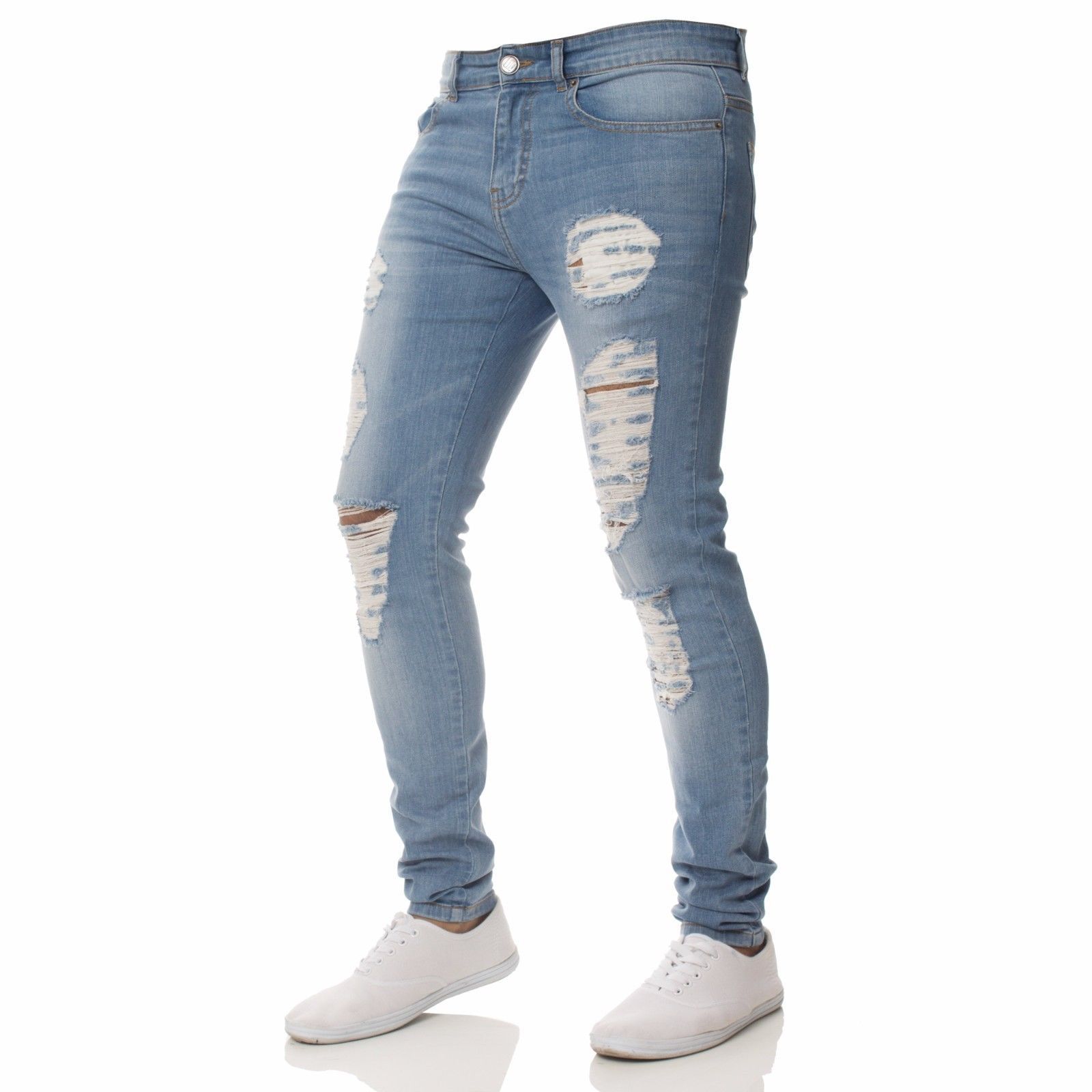Casual Men'S Jeans Personality Hole Fit Small Leg Jeans Handsome Versatile Pants