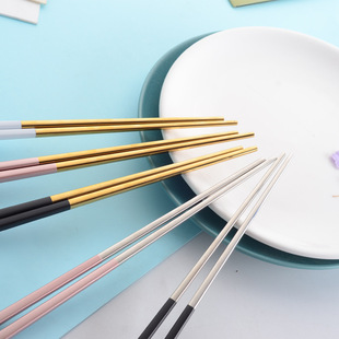 304 Stainless Steel Chopsticks suit Portugal Same Style 23cm Non-slip Square Chopsticks Nordic Popular Fresh Chopsticks